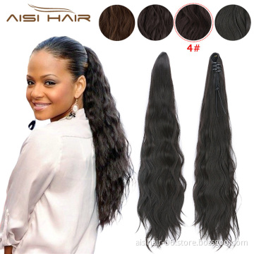 Aisi Hair Synthetic Women Claw on Ponytail Clip in Hair Extensions Long Wave Curly Style Pony Tail Hairpiece for Women
